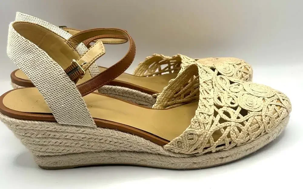 Talbots Lyndsay Lace & Raffia Espadrille Wedges